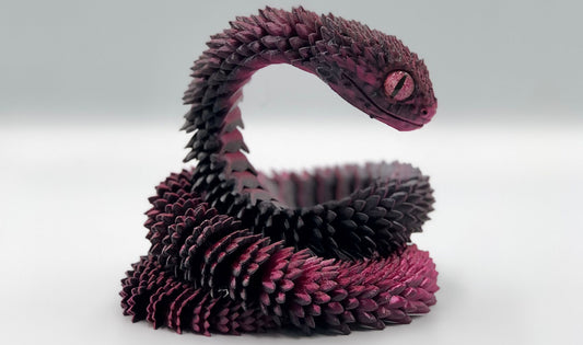 3D Printed Viper Snake (Rose Red & Black)